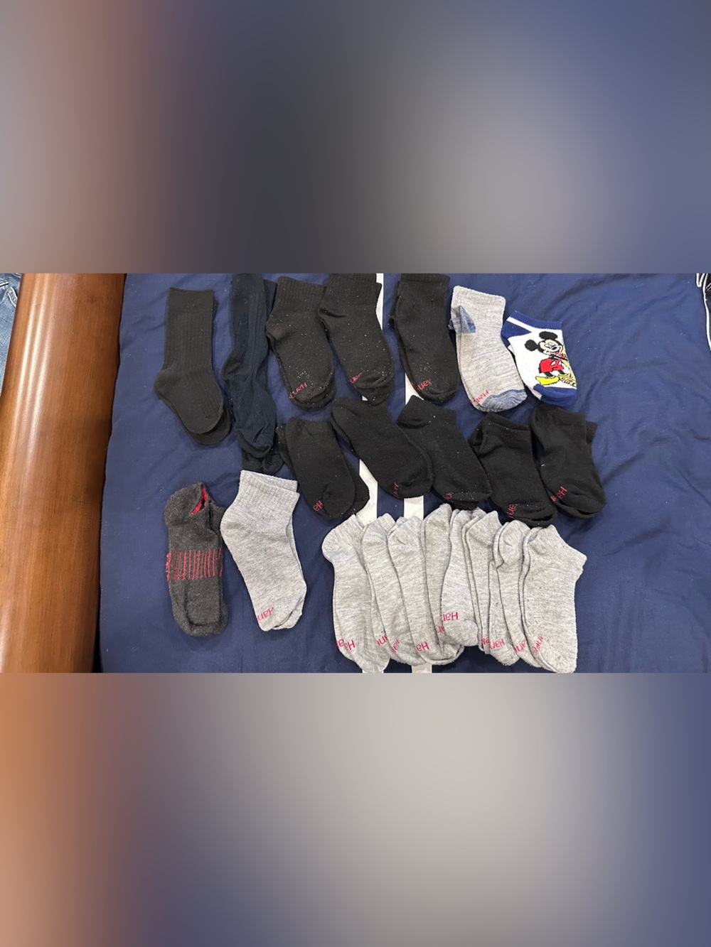 Bundle Kids Sock Assortment - Black & Gray with Accent Red